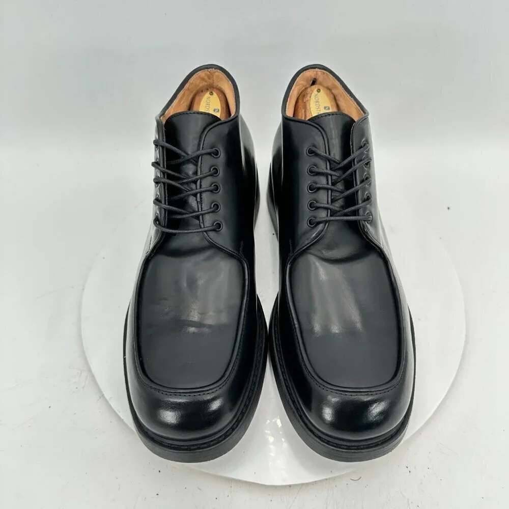 Men's Black Leather Lace-Up Dress Shoes